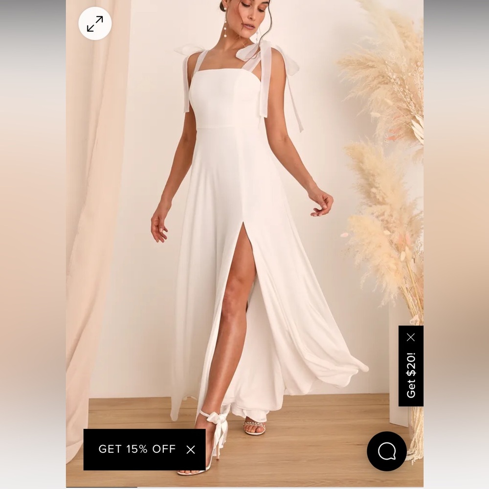 Lulus Radiant Romance White Tie Strap Maxi Dress